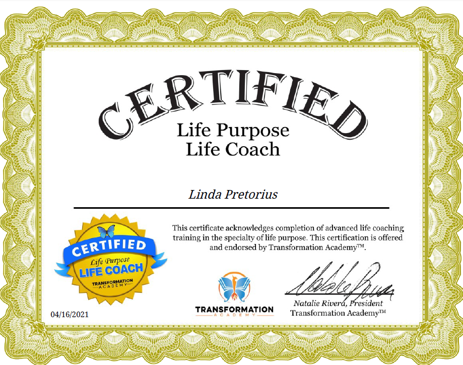 Certified Life Purpose Life Coach Linda Pretorius